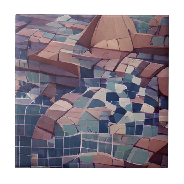 Indigo navy blue aqua purple brown ceramic tiles (Front)