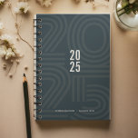 Indigo Navy Blue Blocked Spiral Weekly Planner<br><div class="desc">Simple personal stationery 2025  annual/weekly planner featuring squared year digits and a background of exaggerated sized numbers. Annual planner (12 months) with open monthly overviews and weekly planning sheets. Cover in a curated selection of modern colours. Contact for assistance in personalising or creating special colour combination.</div>