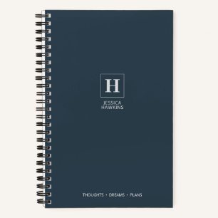 Indigo Navy Blue Classic Monogram Notebook