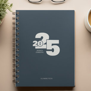 Indigo Navy Blue Overlapped Year Spiral Weekly Planner
