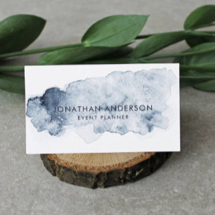 Indigo Ocean Watercolor Abstract Professional  Business Card