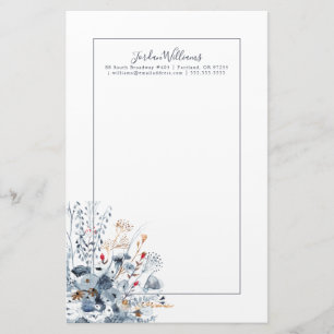 Indigo & Ochre - Watercolor Flowers Stationery