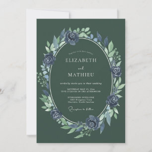 Indigo Olive Foliage Eucalyptus Wedding Invitation