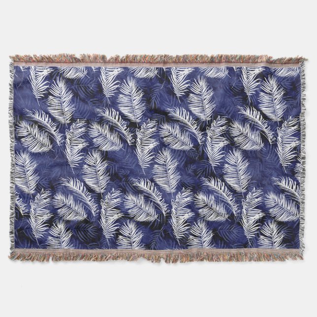 Indigo Palms Throw Blanket (Front)