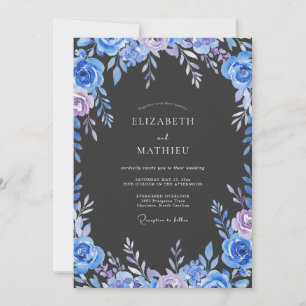 Indigo Periwinkle Foliage Eucalyptus Wedding Invitation