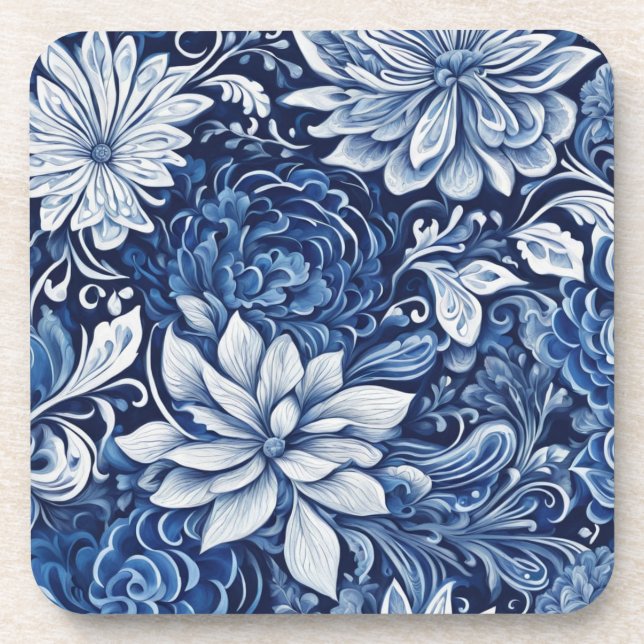indigo petal tapestry coaster (Front)