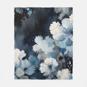 Indigo Petals Fleece Blanket