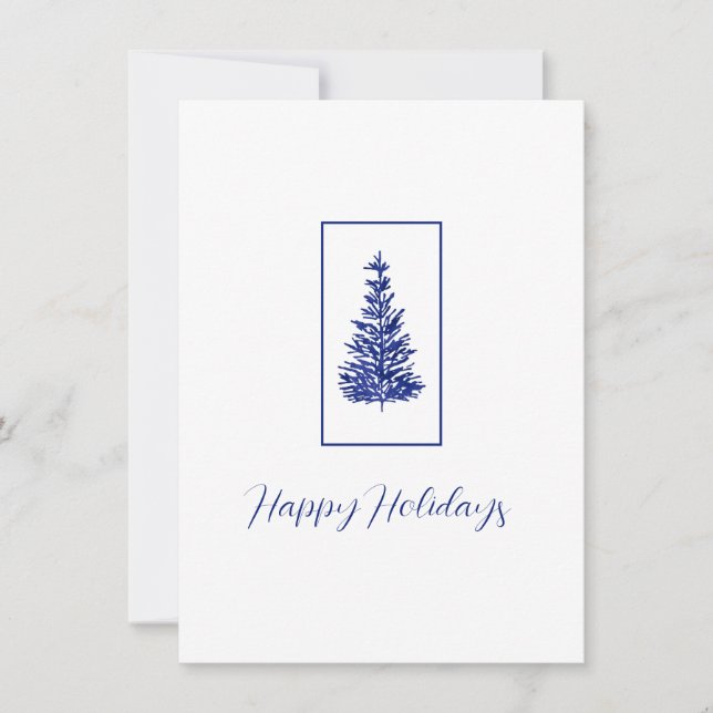 Indigo Pine Trees  Holiday Card (Front)