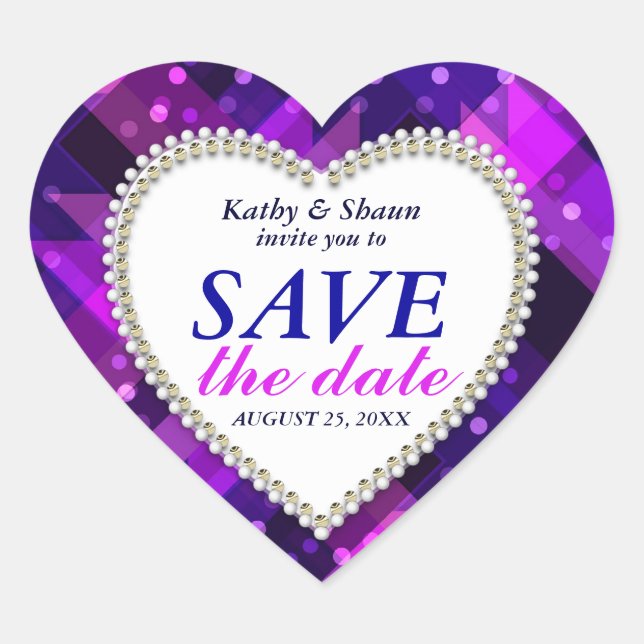 Indigo Pink Modern Save the Date Wedding Stickers (Front)