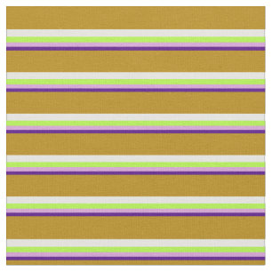 Indigo, Plum, Light Green, White & Dark Goldenrod Fabric