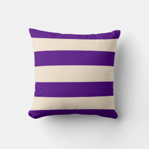 Indigo Purple and Antique White Stripes Cushion