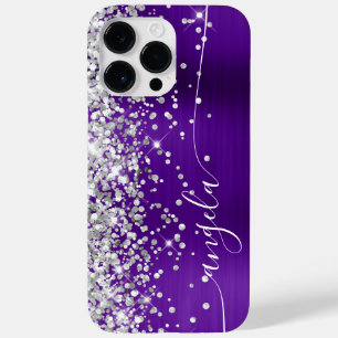 Indigo Purple and Silver Glittery Glam Signature Case-Mate iPhone 14 Pro Max Case