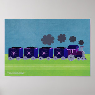 Indigo & Purple Choo Choo Train Poster