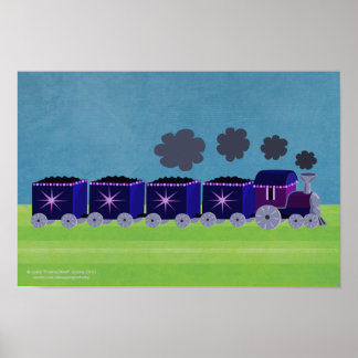 Indigo & Purple Choo Choo Train Poster