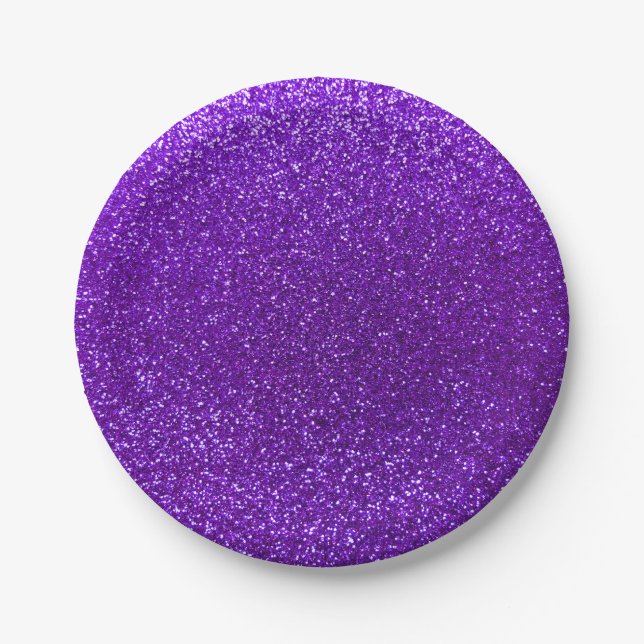 Indigo purple glitter paper plate (Front)