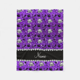 Indigo purple glitter princess crowns wands stars fleece blanket