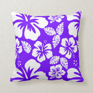 Indigo, Purple Hawaiian Tropical Hibiscus Cushion