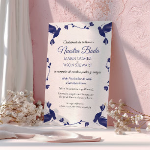 Indigo Purple Minimalist Elegant Spanish Wedding Invitation