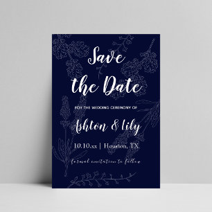 Indigo Purple Simple Chic Minimalistic Love Flora Save The Date