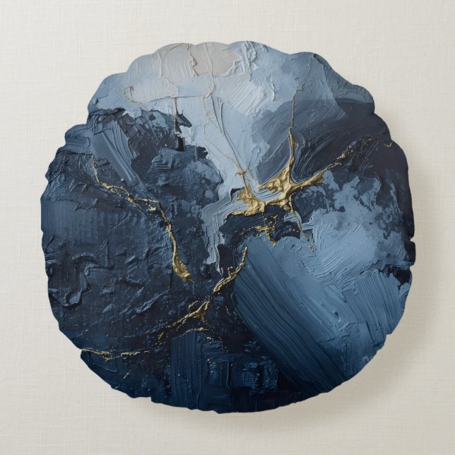 "Indigo Rhapsody" Round Cushion (Front)