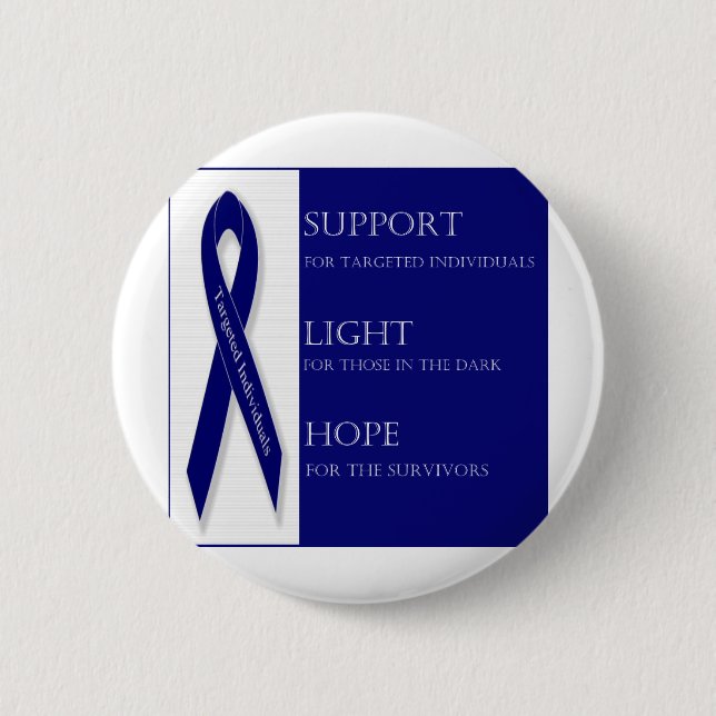 Indigo Ribbon. -Support, Light, Hope. -DBI 6 Cm Round Badge (Front)
