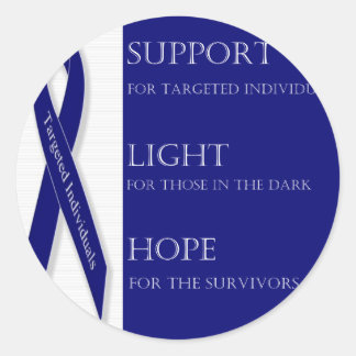 Indigo Ribbon. -Support, Light, Hope. -DBI Classic Round Sticker
