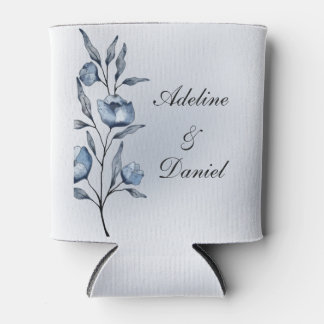 Indigo Romance Wedding Can Coolers