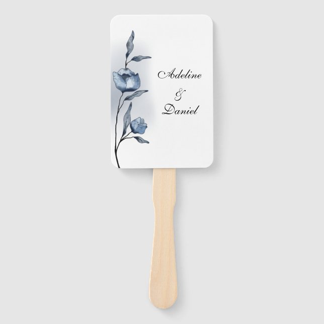 Indigo Romance Wedding Program Hand Fans (Front)