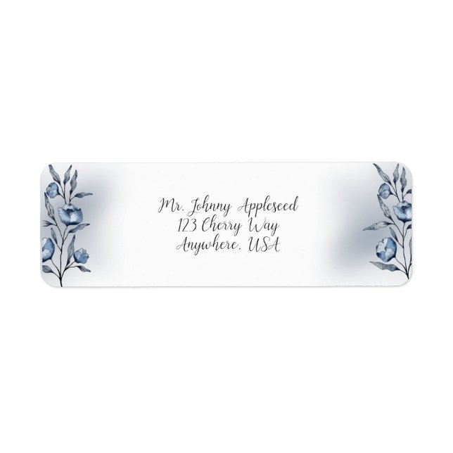 Indigo Romance Wedding Return Address Labels (Front)