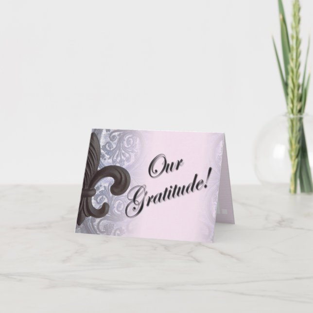 indigo/rose "iron fleur de lis" thank you cards (Front)