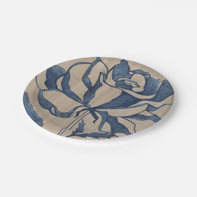 Indigo Rose Paper Plate (Angled)