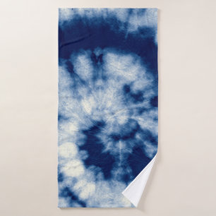 Indigo Round. Bohemian Tie Dye. Blue Roll Psychede Bath Towel