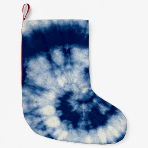 Indigo Round. Bohemian Tie Dye. Blue Roll Psychede Small Christmas Stocking