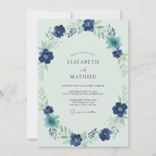 Indigo Sapphire Petal Wedding Invitation