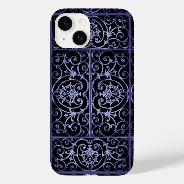 Indigo scrollwork pattern Case-Mate iPhone case (Back)