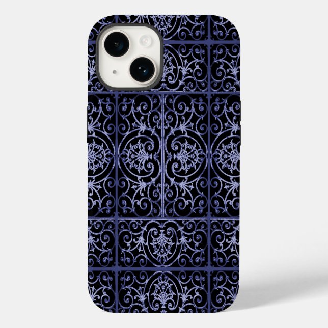 Indigo scrollwork pattern Case-Mate iPhone case (Back)