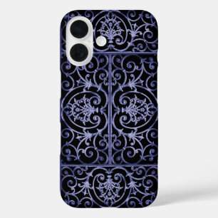 Indigo scrollwork pattern iPhone 16 case