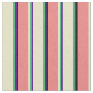 Indigo, Sea Green, Goldenrod, Light Coral & Black Fabric