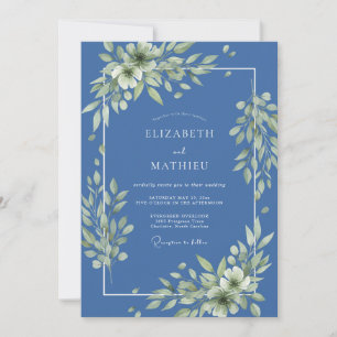 Indigo Serene Foliage Wedding Invitation