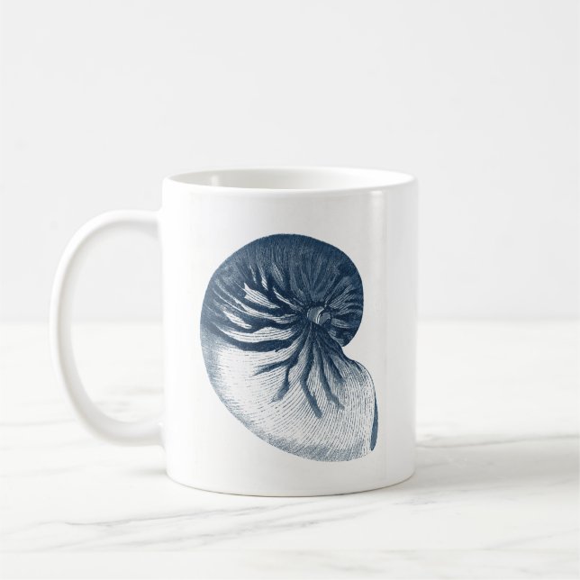 Indigo Shark Eye Seashell Coffee Mug (Left)