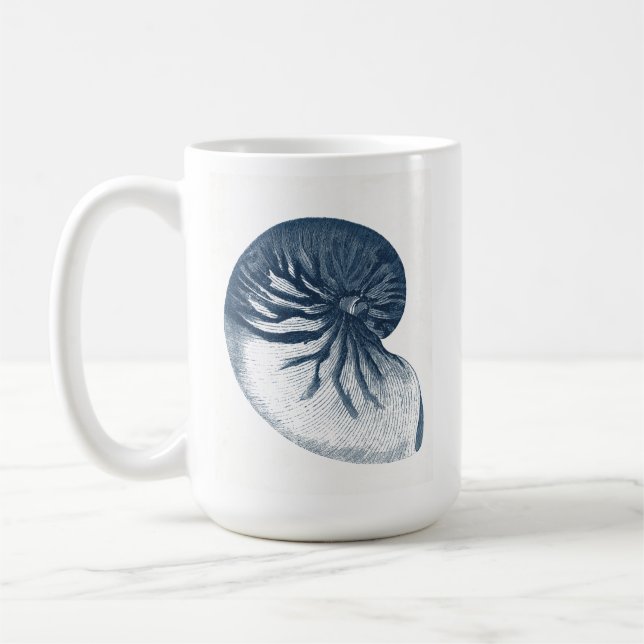 Indigo Shark Eye Seashell Coffee Mug (Left)