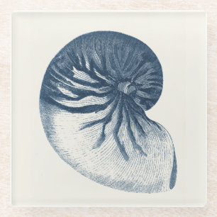 Indigo Shark Eye Seashell Glass Coaster