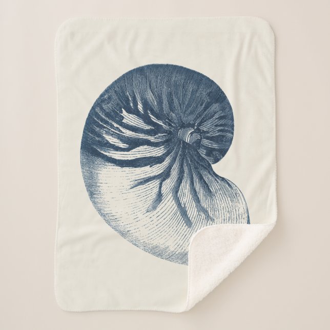 Indigo Shark Eye Seashell Sherpa Blanket (Front)