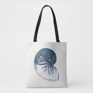 Indigo Shark Eye Seashell Tote Bag