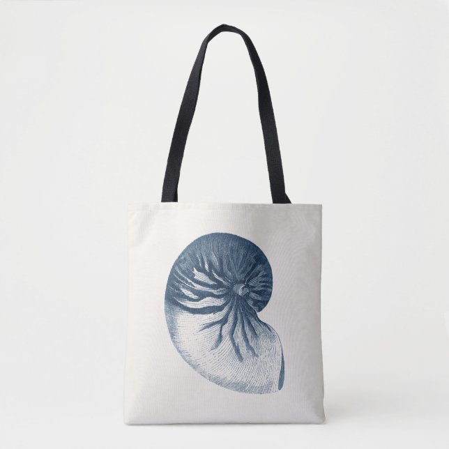 Indigo Shark Eye Seashell Tote Bag (Front)