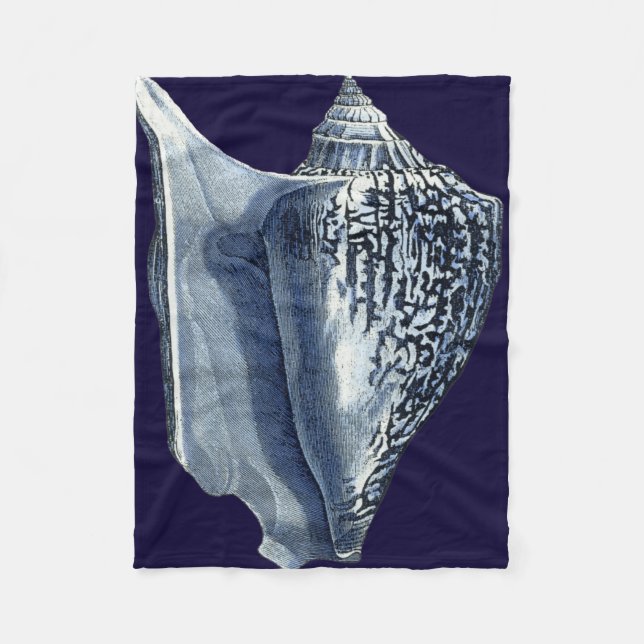Indigo Shells I Fleece Blanket (Front)