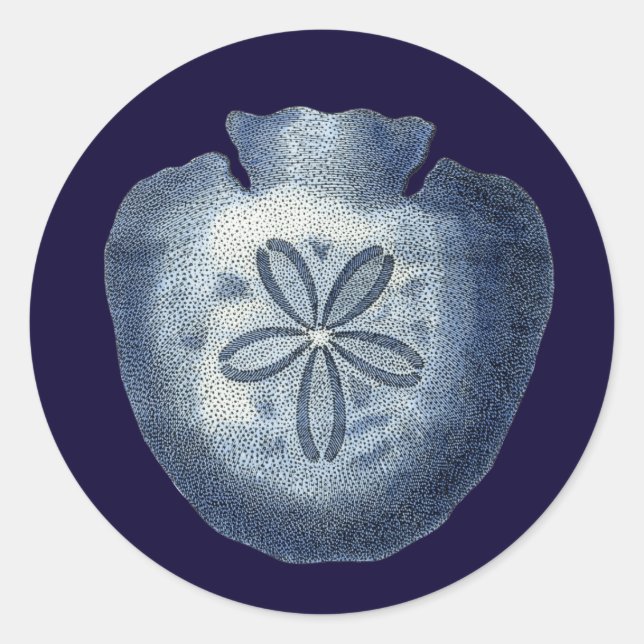 Indigo Shells III Classic Round Sticker (Front)