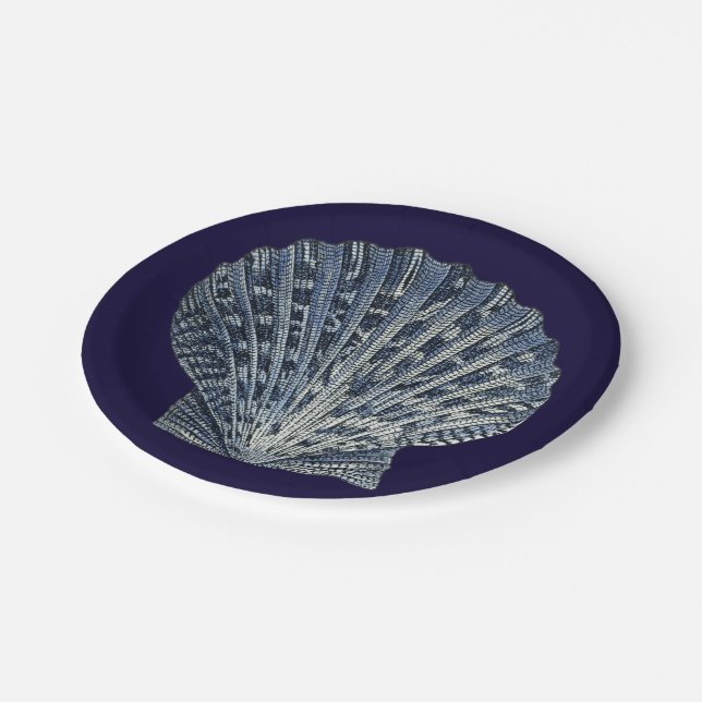 Indigo Shells VIII Paper Plate (Angled)