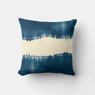 Indigo Shibori Abstract Modern Horizontal Cushion