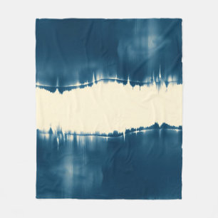 Indigo Shibori Abstract Modern Horizontal Fleece Blanket